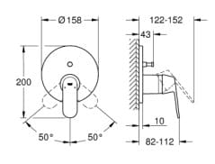 Bản vẽ Mặt Nạ Sen Âm Tường Đức Grohe 24045AL0