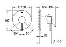 Bản vẽ Mặt Nạ Sen Âm Tường Đức Grohe 24065DA3