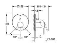 Bản vẽ Mặt Nạ Sen Âm Tường Đức Grohe 24066003