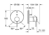 Bản vẽ Mặt Nạ Sen Âm Tường Đức Grohe 24066AL3
