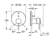 Bản vẽ Mặt Nạ Sen Âm Tường Đức Grohe 24066GL3