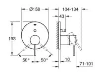 Bản vẽ Mặt Nạ Sen Âm Tường Đức Grohe 24066GL3