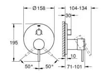 Bản vẽ Mặt Nạ Sen Âm Tường Đức Grohe 24096AL3