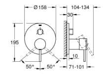 Bản vẽ Mặt Nạ Sen Âm Tường Đức Grohe 24096DC3