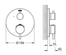 Bản vẽ Mặt Nạ Sen Âm Tường Đức Grohe 24134DC3