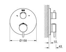 Bản vẽ Mặt Nạ Sen Âm Tường Đức Grohe 24135DC3