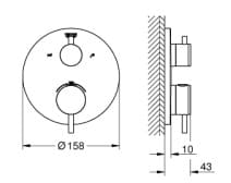 Bản vẽ Mặt Nạ Sen Âm Tường Đức Grohe 24138003