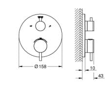 Bản vẽ Mặt Nạ Sen Âm Tường Đức Grohe 24138DA3
