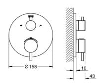 Bản vẽ Mặt Nạ Sen Âm Tường Đức Grohe 24138GL3
