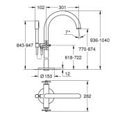 Bản vẽ Vòi Sen Bồn Tắm Đặt Sàn Đức Grohe 25044EN3