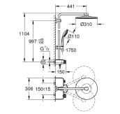 Bản vẽ Sen Cây Đứng Nhập Khẩu Đức Grohe 26507AL0
