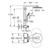 Bản vẽ Sen Cây Đứng Nhập Khẩu Đức Grohe 26507AL0