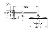 Bản vẽ Bát Sen Tắm Gắn Tường Đức Grohe 26564ALC