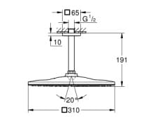 Bản vẽ Bát Sen Tắm Gắn Trần Đức Grohe 26566000