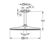 Bản vẽ Bát Sen Tắm Gắn Trần Đức Grohe 26566000