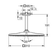 Bản vẽ Bát Sen Tắm Gắn Trần Đức Grohe 26566GN0