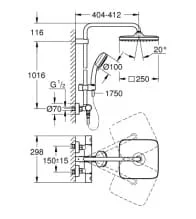 Bản vẽ Sen Cây Đứng Nhập Khẩu Đức Grohe 26689GL0