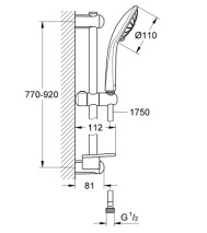 Bản vẽ Thanh Trượt Sen Kèm Tay Sen Đức Grohe 27226DA1