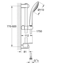 Bản vẽ Thanh Trượt Sen Kèm Tay Sen Đức Grohe 27226DA1
