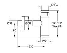 Bản vẽ Ống Thải Đức Grohe 28912DA0