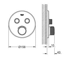 Bản vẽ Mặt Nạ Sen Âm Tường Đức Grohe 29119DA0