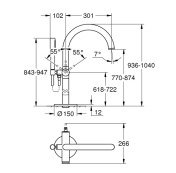 Bản vẽ Vòi Sen Bồn Tắm Đặt Sàn Đức Grohe 32653DC3