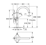 Bản vẽ Vòi Sen Bồn Tắm Đặt Sàn Đức Grohe 32653DC3