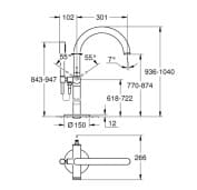 Bản vẽ Vòi Sen Bồn Tắm Đặt Sàn Đức Grohe 32653EN3