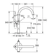 Bản vẽ Vòi Sen Bồn Tắm Đặt Sàn Đức Grohe 32653GL3