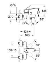 Bản vẽ Củ Sen Tắm Nóng Lạnh Đức Grohe 32831AL0