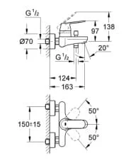 Bản vẽ Củ Sen Tắm Nóng Lạnh Đức Grohe 32831AL0