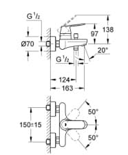 Bản vẽ Củ Sen Tắm Nóng Lạnh Đức Grohe 32831GL0