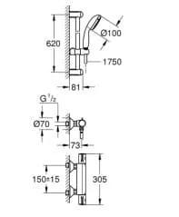 Bản vẽ Sen Cây Đứng Nhập Khẩu Đức Grohe 34565001