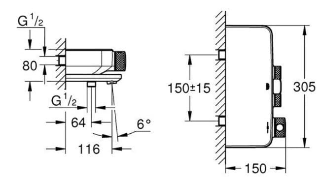Bản vẽ Củ Sen Tắm Nóng Lạnh Đức Grohe 34718000