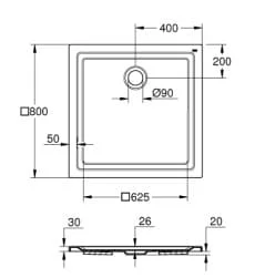 Bản vẽ Khay Tắm Đứng Nhập Khẩu Grohe 39302000