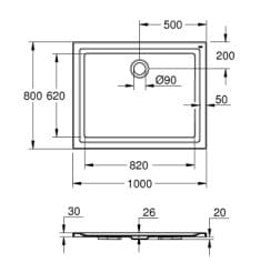 Bản vẽ Khay Tắm Đứng Nhập Khẩu Grohe 39306000