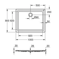 Bản vẽ Khay Tắm Đứng Nhập Khẩu Grohe 39306000