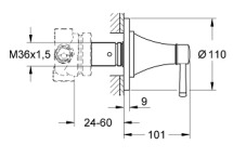 Bản vẽ Mặt Nạ Sen Âm Tường Đức Grohe 29419IG0
