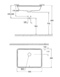 Bản vẽ Chậu Rửa Lavabo Âm Bàn Đức Grohe 3948000H