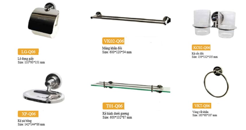 Bộ Phụ Kiện inox 304 6 món ARCHI Q06