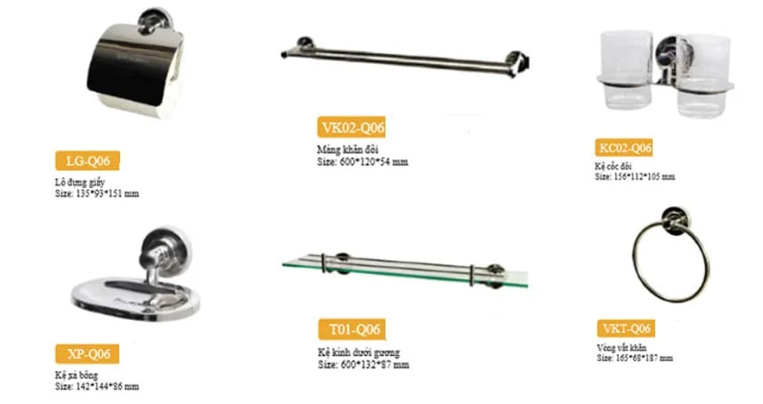 Bộ Phụ Kiện inox 304 6 món ARCHI Q06