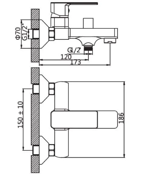 Bản vẽ Vòi Chậu Lavabo Nóng Lạnh 1 Lỗ Paulschmitt PA012FH