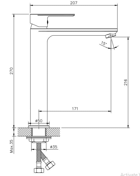Bản vẽ Vòi Chậu Lavabo Nóng Lạnh 1 Lỗ Paulschmitt PA016FH
