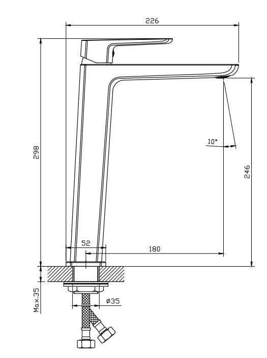 Bản vẽ Vòi Chậu Lavabo Nóng Lạnh 1 Lỗ Paulschmitt PA018FH