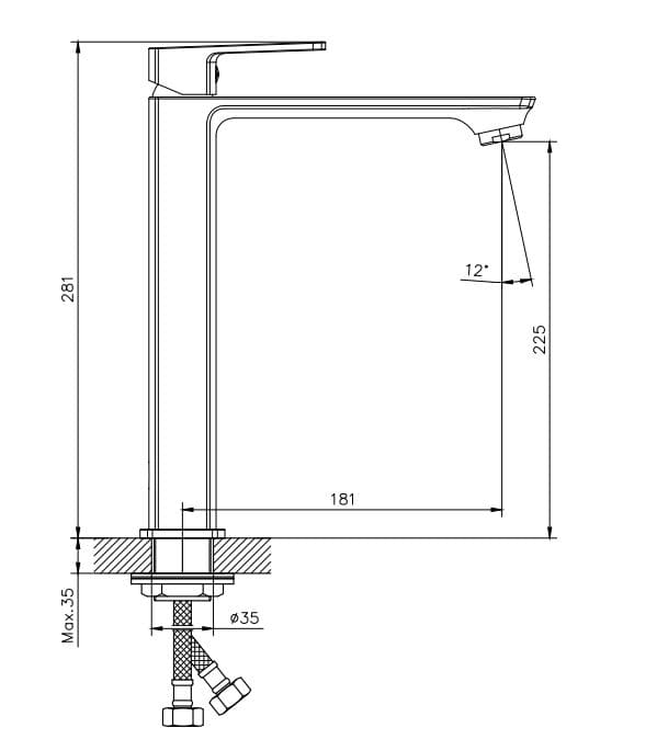 Bản vẽ Vòi Chậu Lavabo Nóng Lạnh 1 Lỗ Paulschmitt PA019FH