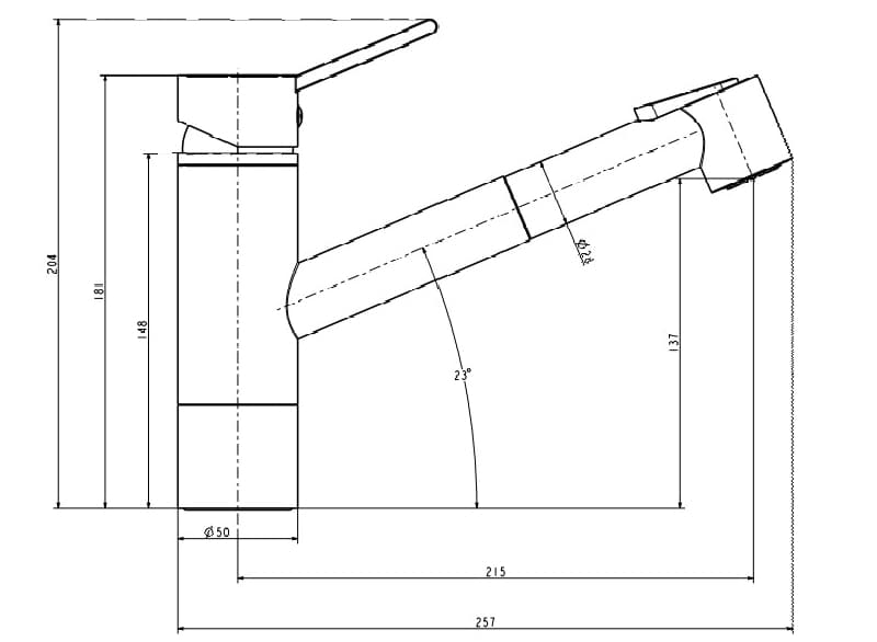 Bản vẽ Vòi Bếp Dây Rút Nóng Lạnh Paulschmitt PA310KCB