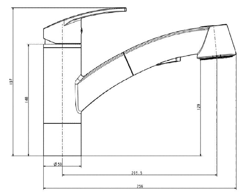 Bản vẽ Vòi Bếp Dây Rút Nóng Lạnh Paulschmitt PA311K