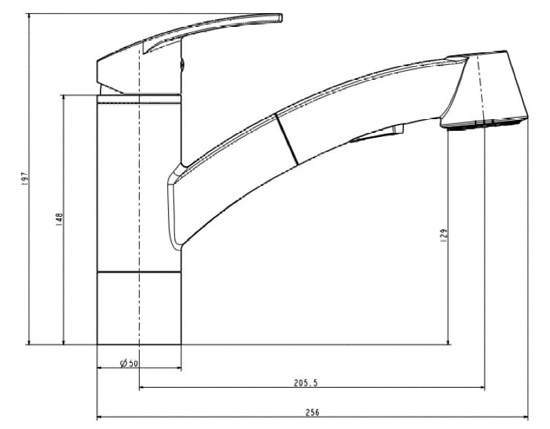 Bản vẽ Vòi Bếp Dây Rút Nóng Lạnh Paulschmitt PA311KCB