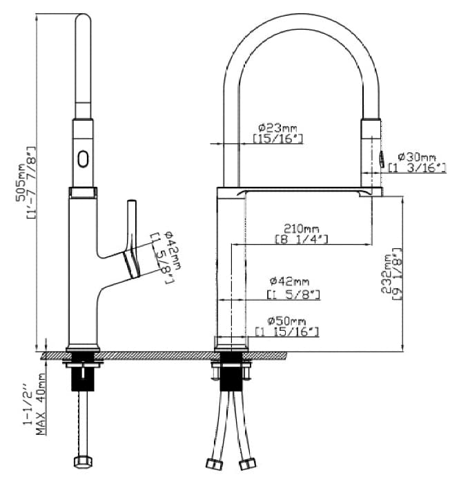 Bản vẽ Vòi Bếp Nóng Lạnh Paulschmitt PA316K