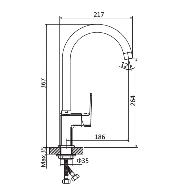 Bản vẽ Vòi Bếp Nóng Lạnh Paulschmitt PA319K